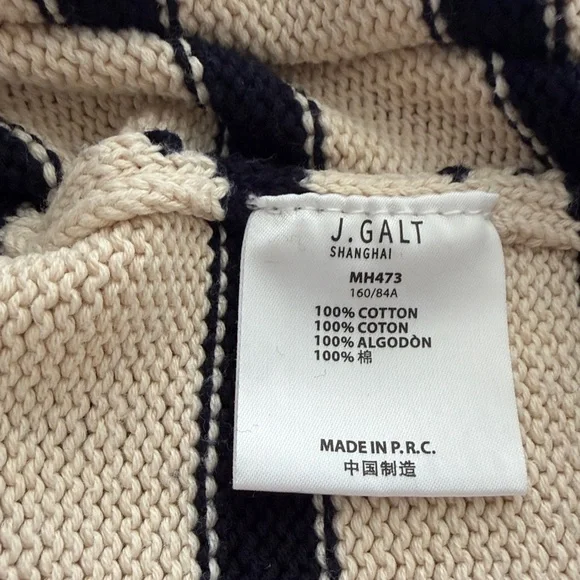 Brandy Melville Cream and Black Striped 1/4 Zip-Sweater - Picture 3 of 5